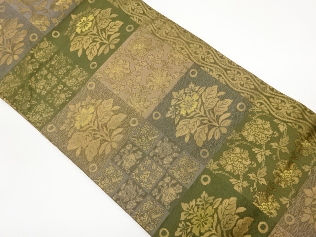 JAPANESE NAGOYA OBI / WOVEN FLOWER ARABESQUE
